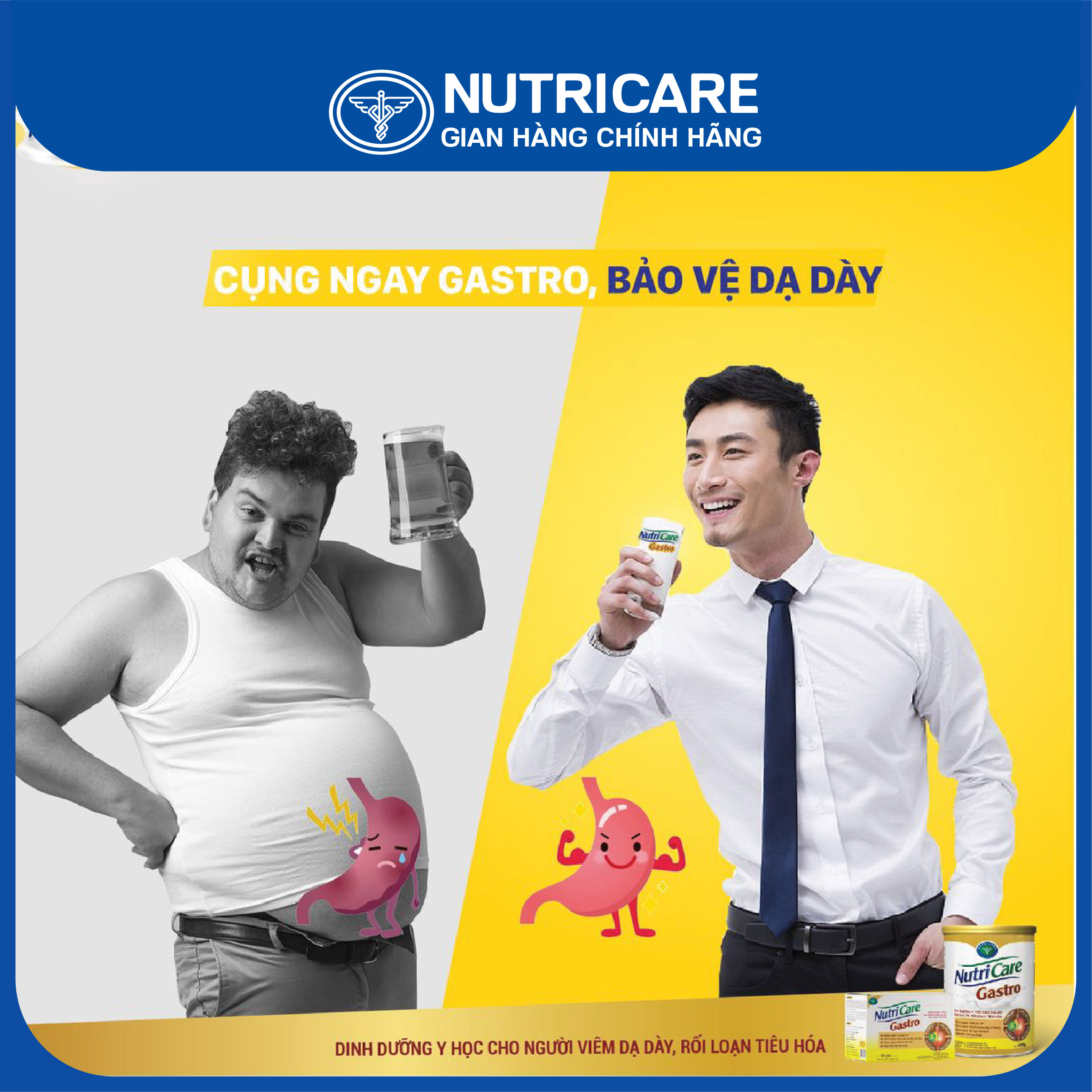 [Tặng 2 lọ yến] Sữa bột Nutricare Gastro dinh dưỡng y học cho người viêm dạ dày 900g