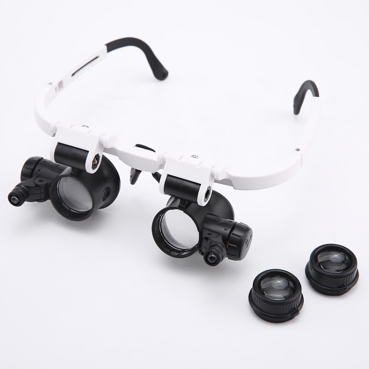 Bộ kính lúp đeo mắt V7 chuyên kiểm tra trang sức, sửa chữa vi mạch có đèn trợ sáng cao cấp (Tặng kèm miếng thép mini 11in1)