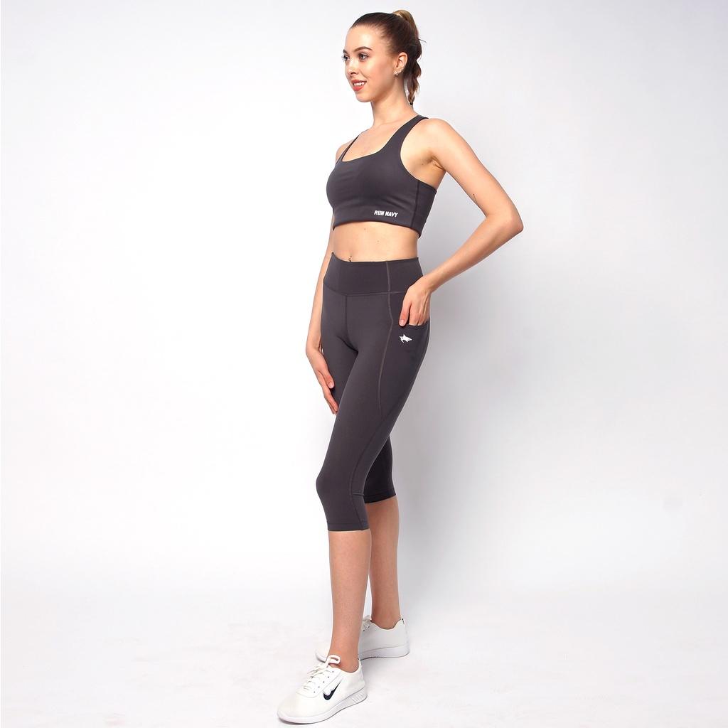 Quần tập gym yoga legging nữ dáng lửng 3/4 WL330 Runnavy by Carasix, nâng mông tôn dáng, vải thấm hút khô thoáng