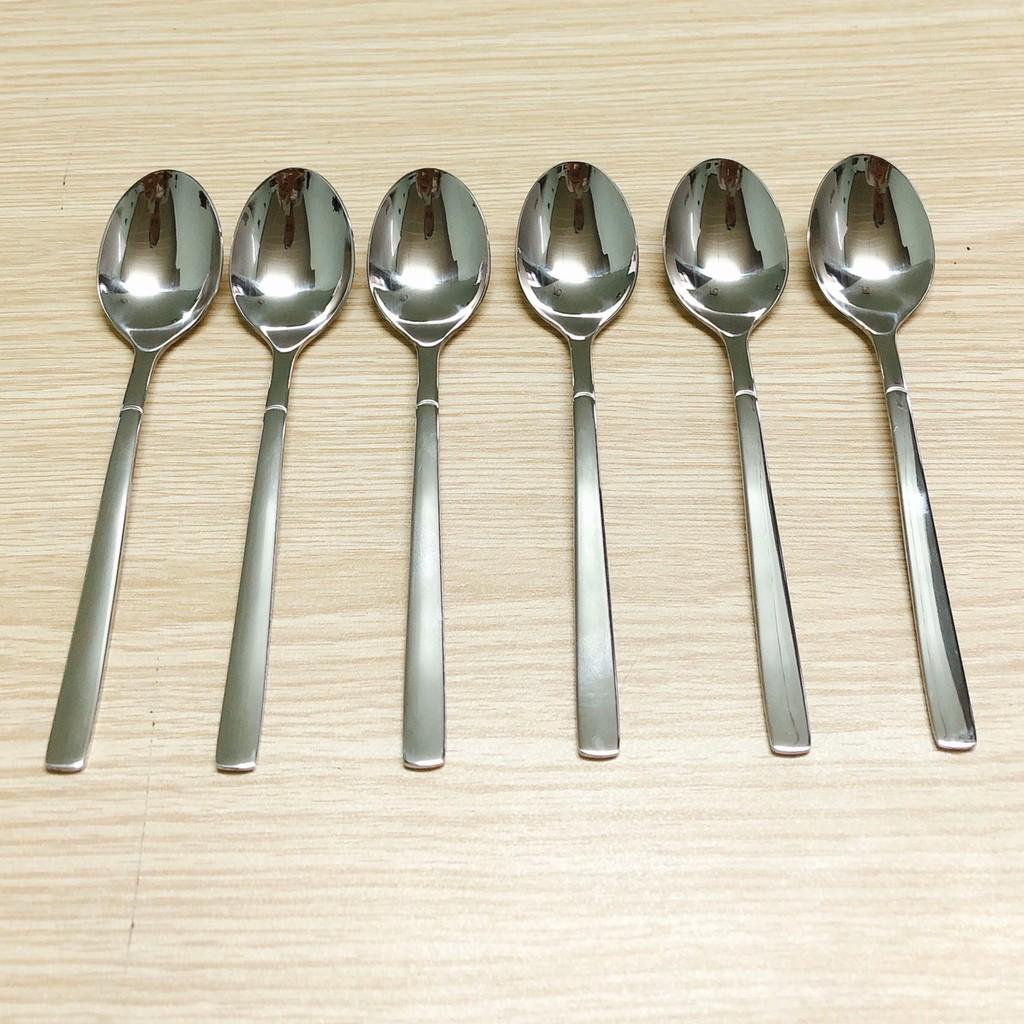 Muỗng trà cán vuông  - Thép không gỉ Inox Cao cấp - Kiểu dáng muỗng cafe dài 14cm