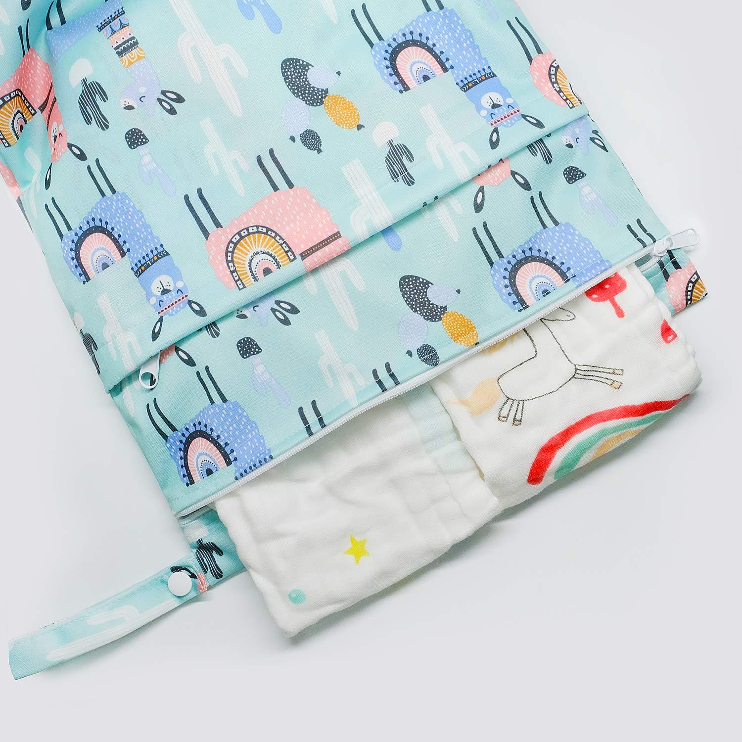 2PCSDIAper Wet / Dry Tag Túi chống thấm nước tái sử dụng có thể tái sử dụng với hai túi có khóa kéo