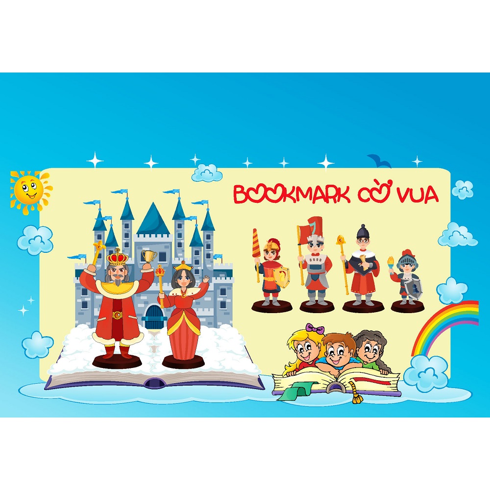 Bookmark Cờ vua, 2 nhân vật quân Vua và Hậu (đánh dấu trang sách cho trẻ em yêu thích học chơi cờ vua)