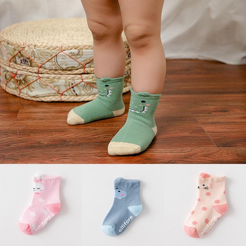 Vớ cotton dài chống trượt họa tiết hoạt hình cho bé gái