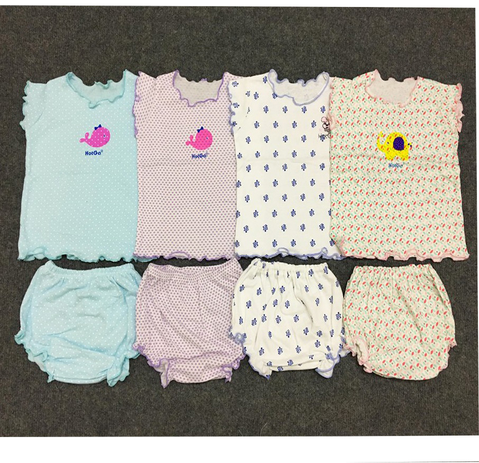 BỘ THUN COTTON MẶC MÁT CHO BÉ GÁI SƠ SINH 100% COTTON