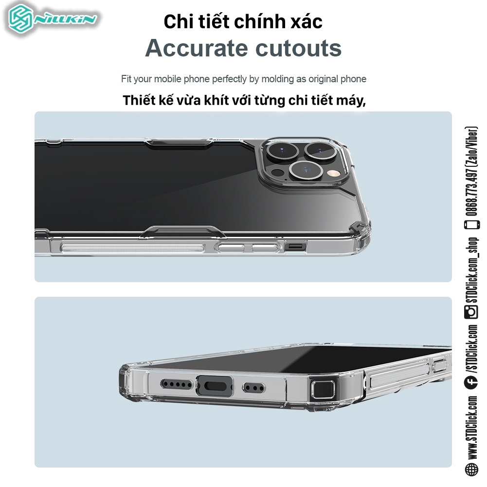 ỐP LƯNG DÀNH CHO ĐIỆN THOẠI IPHONE 14 PRO NILLKIN NATURE TPU PRO LƯNG KÍNH PC TRONG VIỀN DẺO