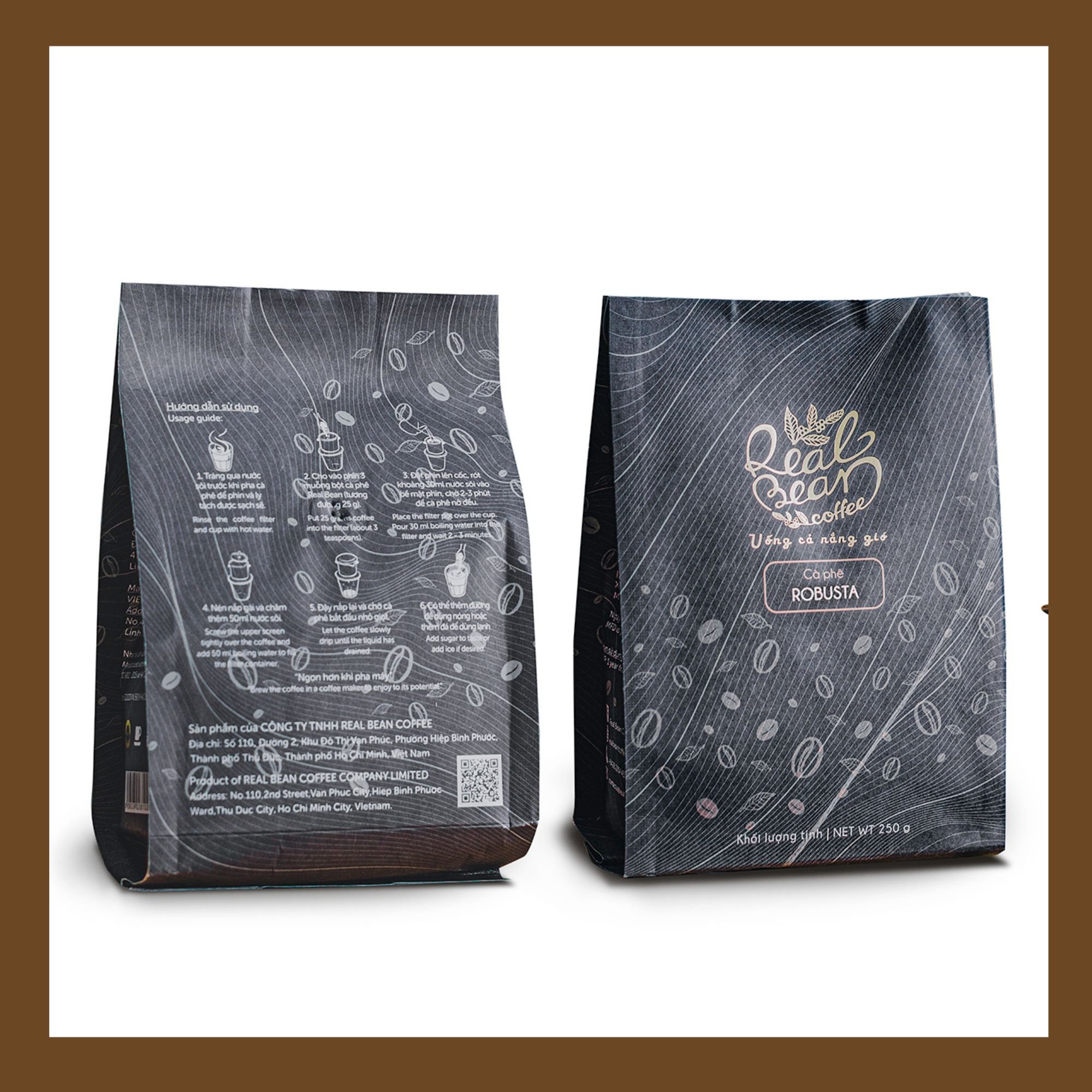 Quà Tết - Hộp quà tặng Cà phê Robusta - Phin vàng - Ly sứ