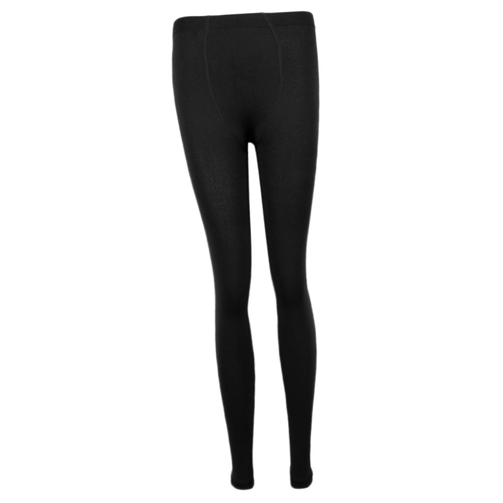 2pcs Black Winter Thermal Thick Fleece Lined Leggings Warm Elastic Trouser Pants