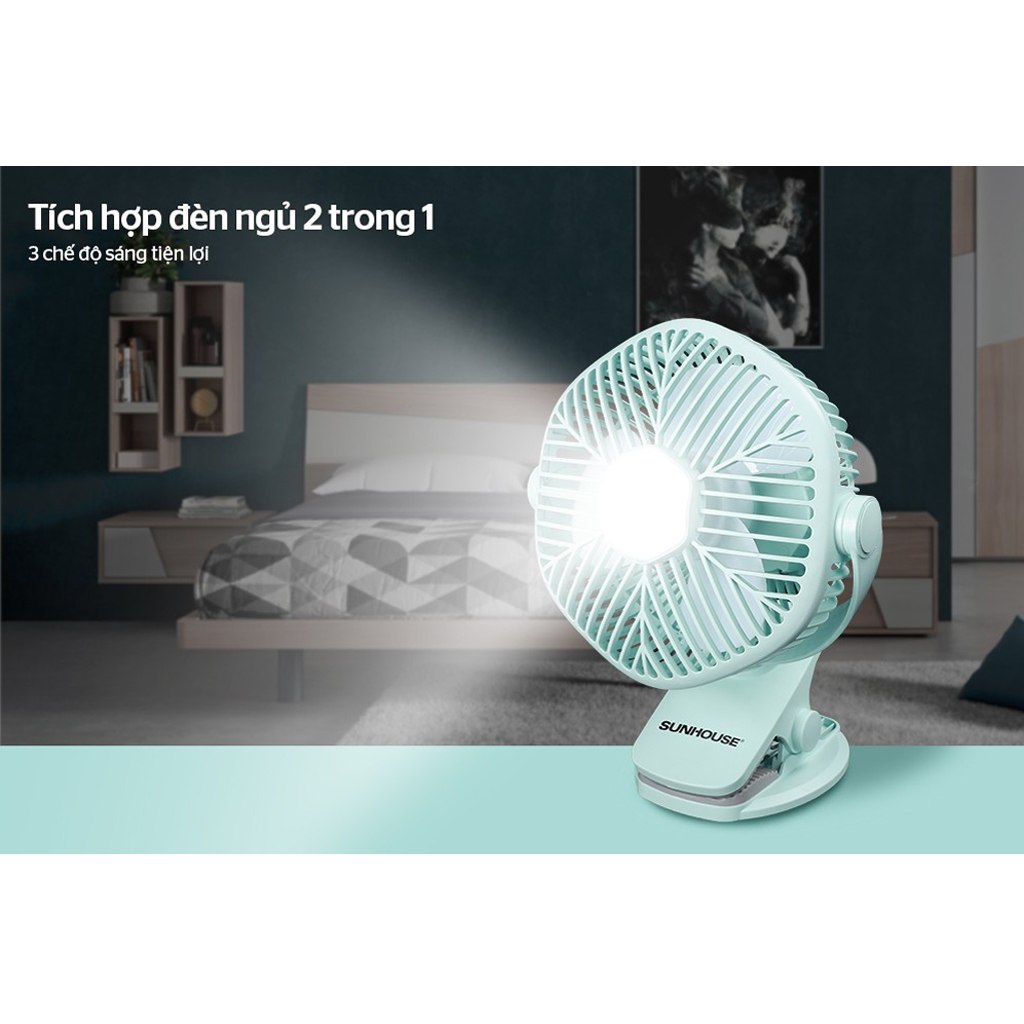 Quạt Sạc Mini Sunhouse SHD7111 Hàng Chính Hãng - Quạt Tích Điện Mini Tiện Lợi Cho Mùa Hè