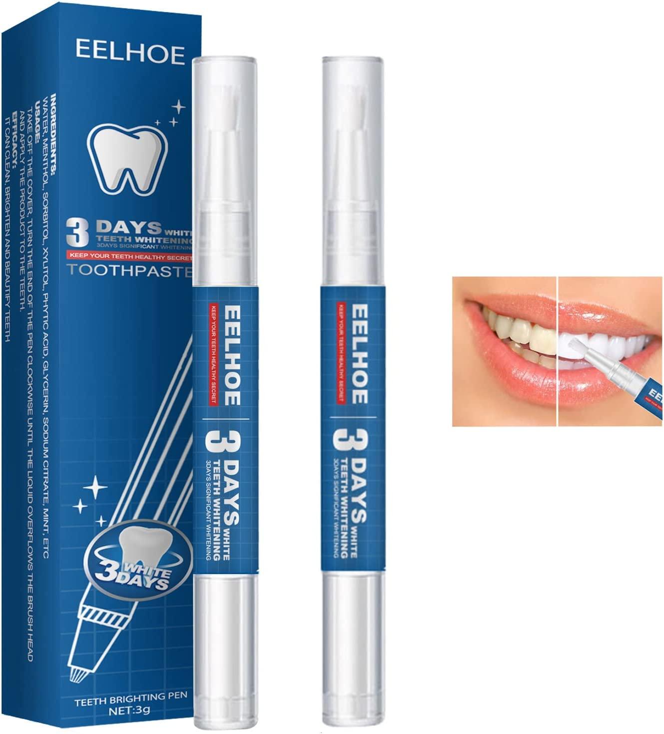 Bút làm trắng răng, gel tẩy trắng, bút răng trắng, gel làm trắng răng, bút làm trắng răng để tẩy trắng và tất nhiên là sáng lên,  vết bẩn hiệu quả (2PCS）