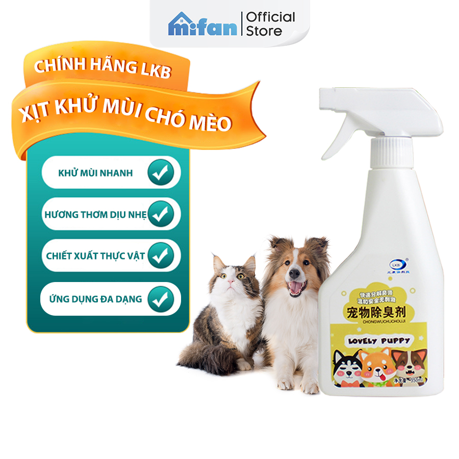 Chai Xịt Khử Mùi Chó Mèo Lkb 350ml MIFAN -  Diệt khuẩn Enzyme khử mùi hôi nước tiểu thú cưng - Chiết xuất thực vật, An toàn