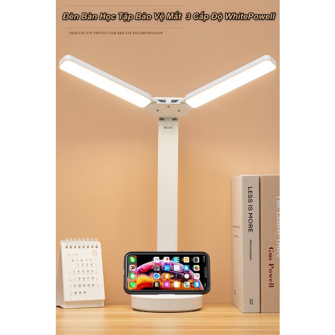 Đèn Để Bàn Học Tập Làm Việc Bảo Vệ Mắt 3 Cấp Độ Sáng WhitePowell