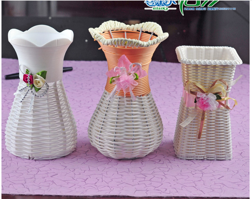 Giỏ hoa tròn Handmade giả mây trang trí