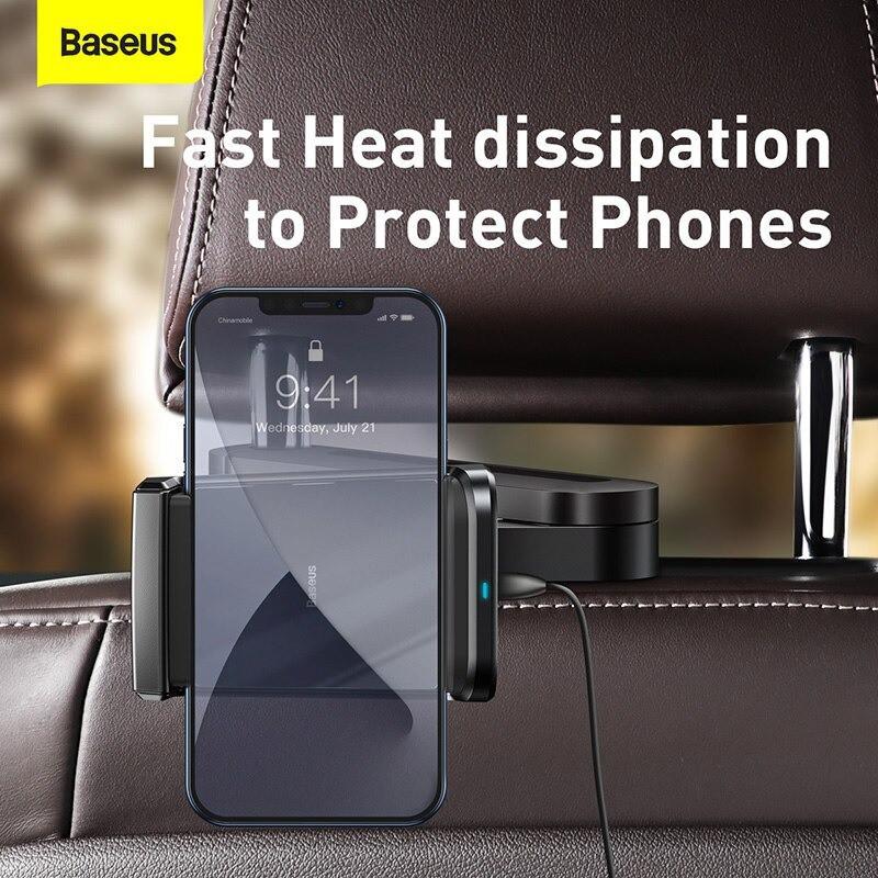 Bộ đế giữ điện thoại gắn lưng ghế trước tích hợp sạc không dây Baseus Energy Storage Backseat Holder Wireless Charger -Hàng Chính Hãng