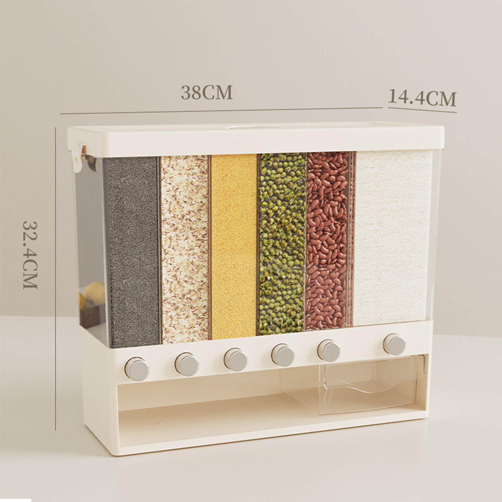 Cereal Dispenser Rice Storage Bucket Divided Rice Barrels 10kg Large Multifunctional Rice Dispenser Dry Food Dispenser for Household Kitchen