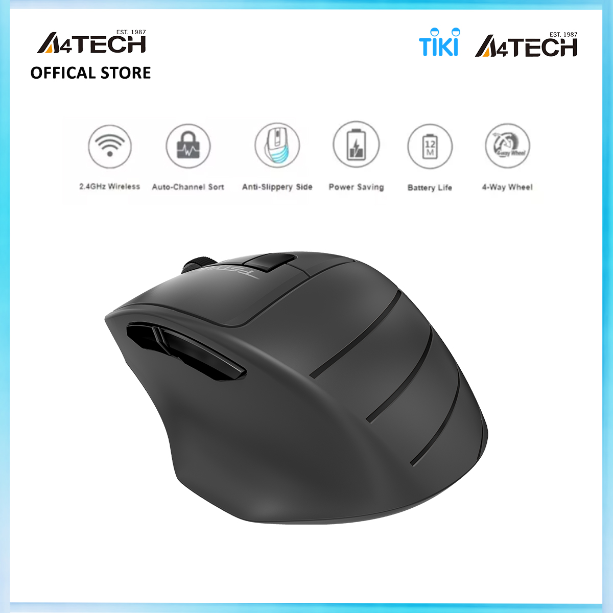 [Tặng túi phụ kiện đựng cáp sạc] Chuột không dây A4Tech FStyler FG30 Wireless 2.4GHz 2000 DPI - Hàng chính hãng