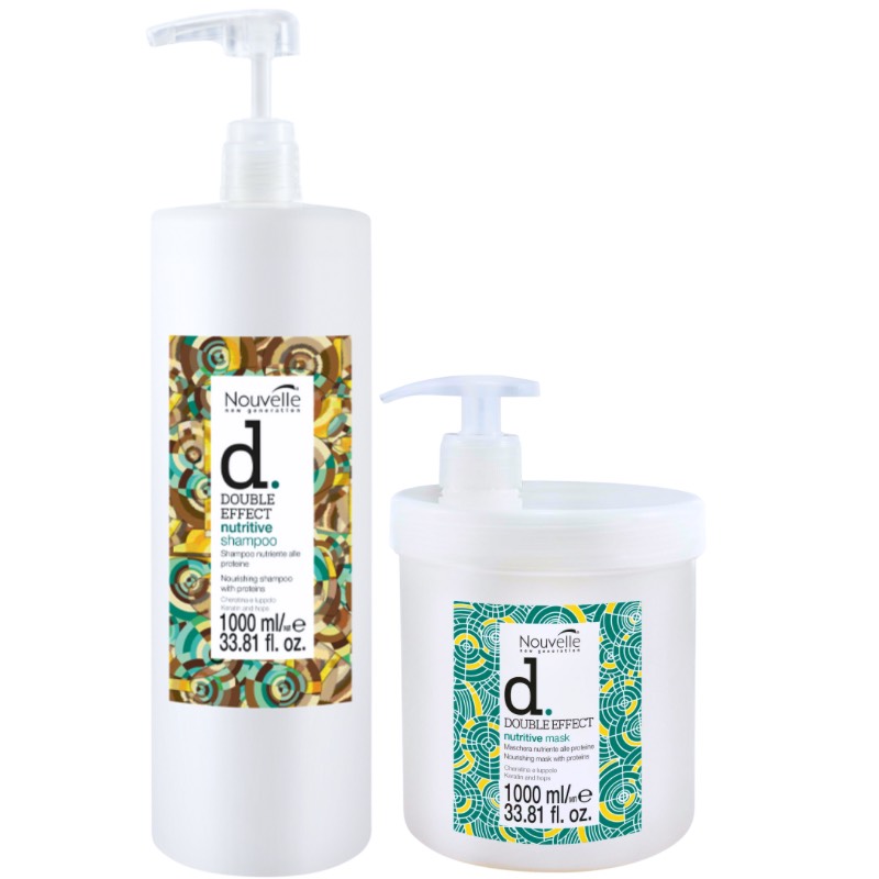 Dầu gội Keratin Nouvelle New Generation Double Effect Nutritive dược thảo phục hồi tóc hư 1000ml