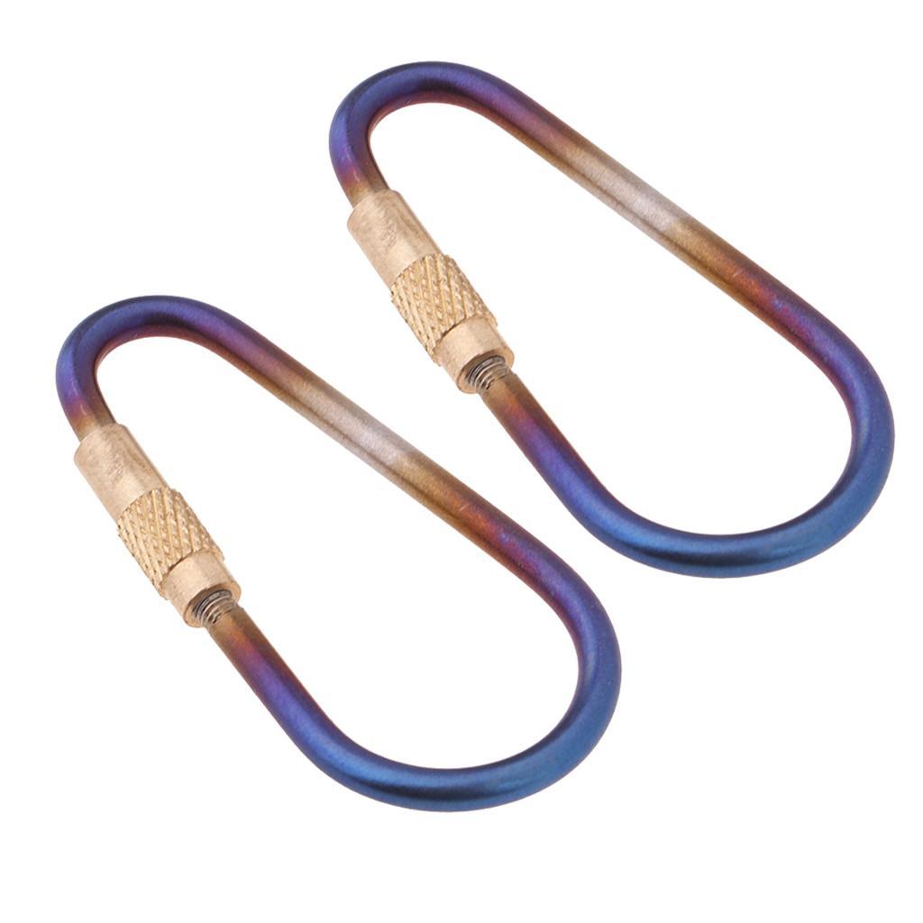 2 Pieces Titanium Keyring Carabiner Keychain Camping Water Bottle Holder