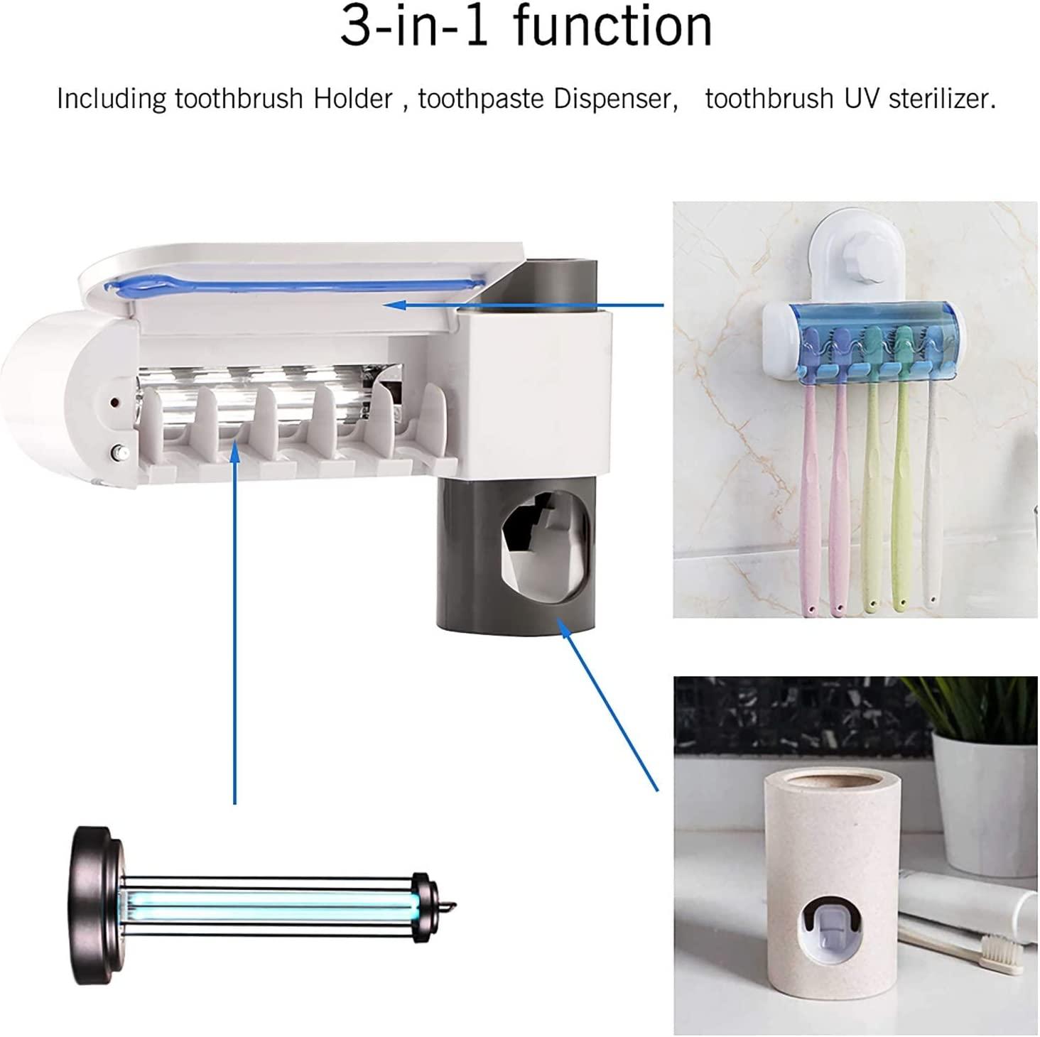 Người giữ bàn chải đánh răng, Bàn chải đánh răng UV Chăm sóc bàn chải đánh răng bằng nước đánh răng cung cấp năng lượng USB cho 5 bàn chải đánh răng