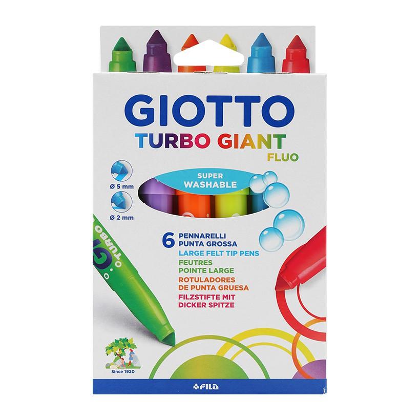 Hộp dạ 6 màu thân to nhập khẩu Italy Giotto Turbo Giant Fluo 433000