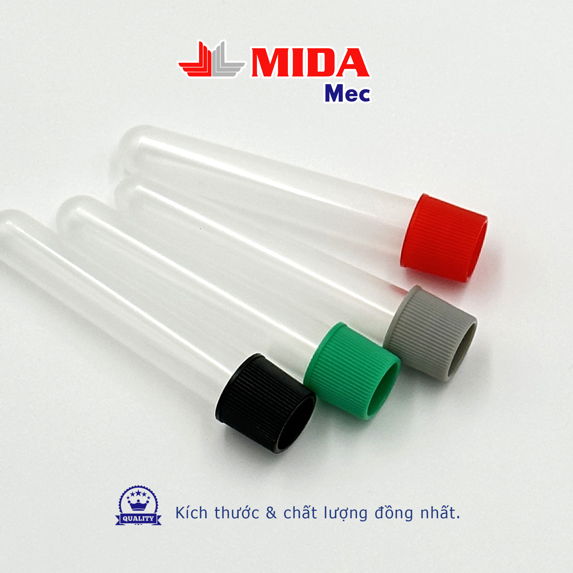 Ống nghiệm MidaMec 12x75 PP không nắp đóng gói 250 cái/bao