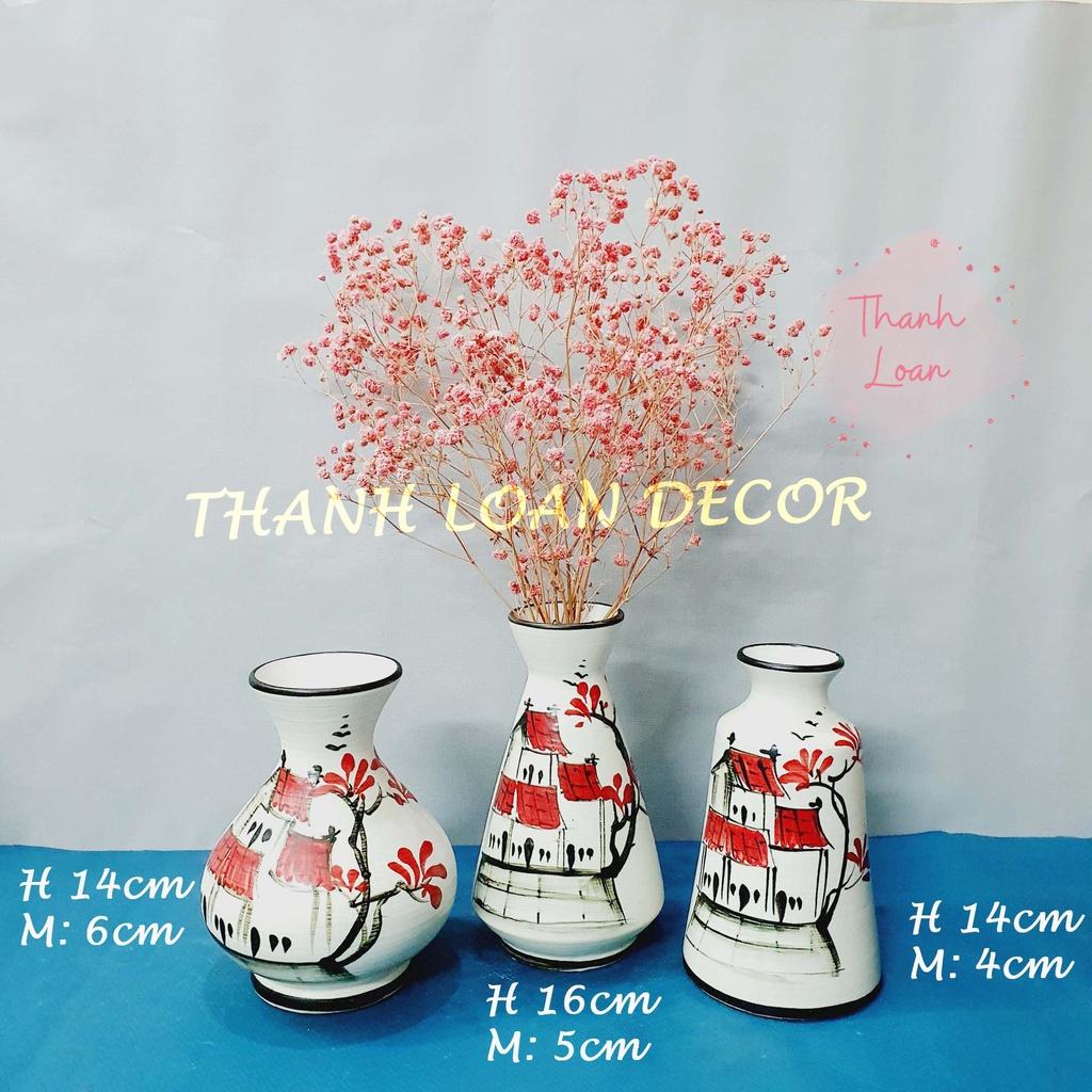 Bình hoa gốm Bát Tràng nhỏ xinh - Bộ lọ hoa mini nhiều họa tiết - Hàng thủ công vẽ tay men mát - Nhiều mẫu