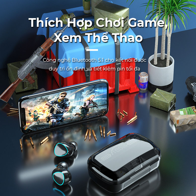 Tai nghe Bluetooth M10 Điều Khiển Cảm Ứng, Có Đèn LED, Thiết Kế Màu Đen Piano Sang Trọng, Nghe Nhạc, Chơi Game Cực Hay - Hàng Chính Hãng