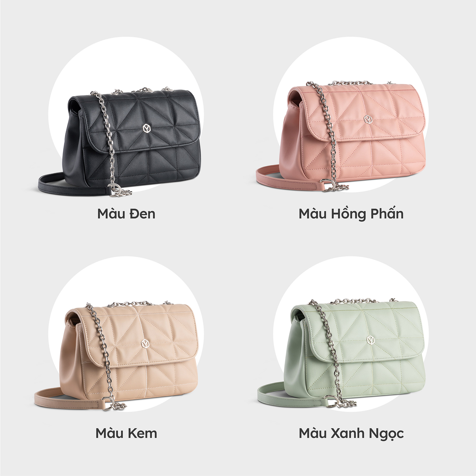 Túi Yuumy ( Thời trang nữ dây đeo phối xích cá tính size 23 - Túi đeo chéo da Seasand YN212 )