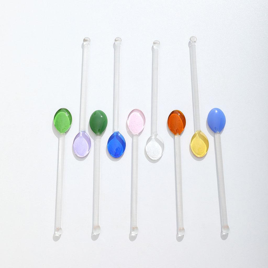 2Pcs Glass Teaspoons Safe Stirring Spoon for Stirring Coffee Bar