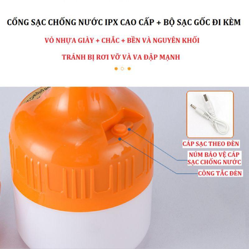 Bóng đèn led sạc tích điện sử dụng 6 đến 8 giờ công tắc 3 chế độ sáng