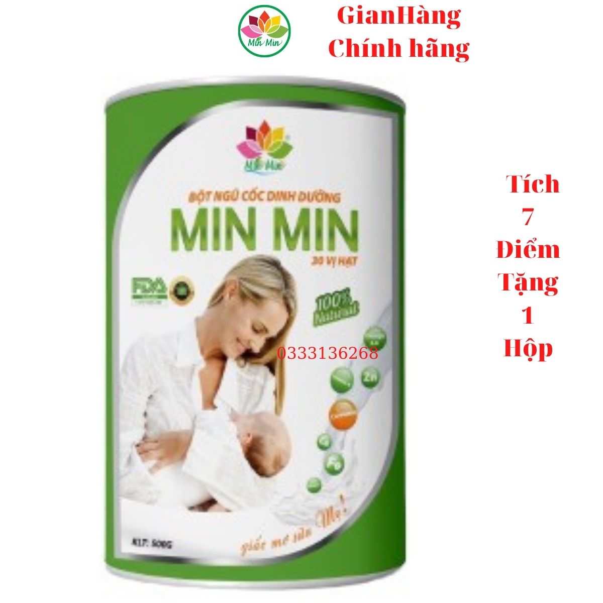 1 hộp(500g) Ngũ Cốc Lợi Sữa Min Min Care dạng lon- Chuyên Lợi Sữa và Phục Hồi Sức Khỏe Sau Sinh