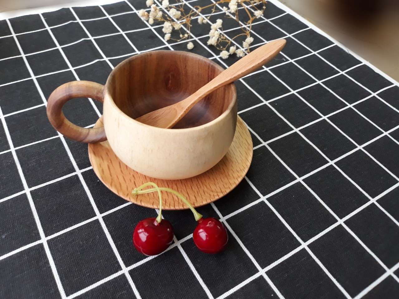 Bộ 6 thìa, muỗng gỗ đào nhỏ uống trà, cafe 12 cm x 2.4 cm