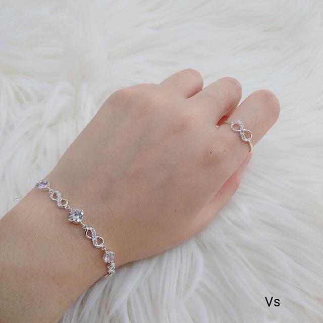 Bộ trang sức nhẫn và lắc tay vô cực