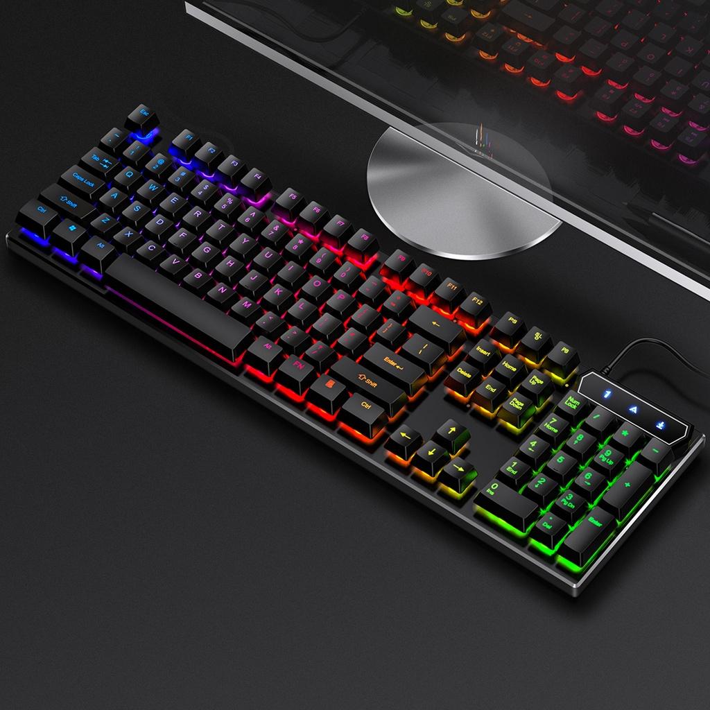 Bàn Phím Cơ Chơi Game Mix 2 Màu Đèn LED Keycap Màu Đèn Nền Nhiều Màu Bàn Phím Có Dây