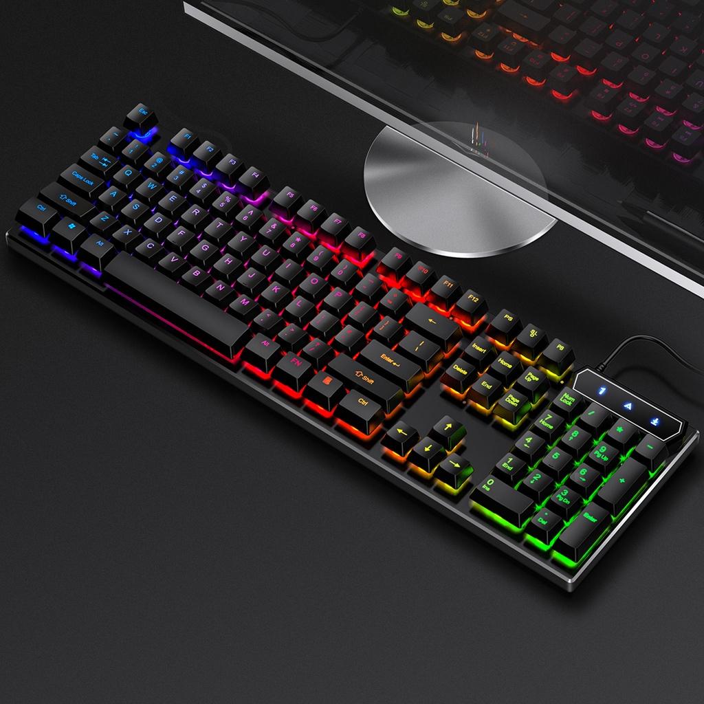 Bàn Phím Cơ Chơi Game Mix 2 Màu Đèn LED Keycap Màu Đèn Nền Nhiều Màu  Bàn Phím Có Dây - Trắng Tím Hỗn Hợp