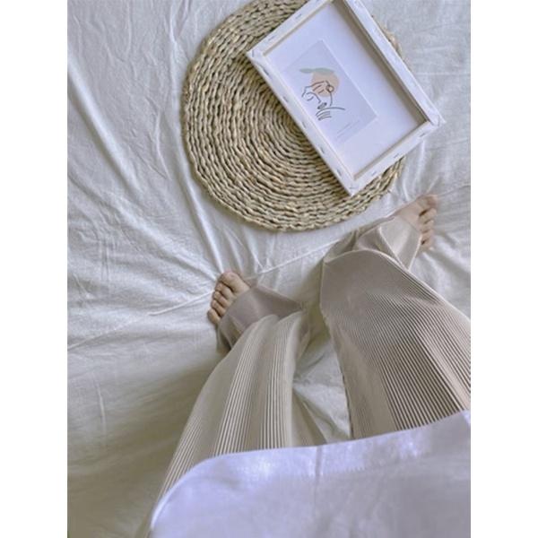 Quần suông dập ly viền cạp chun