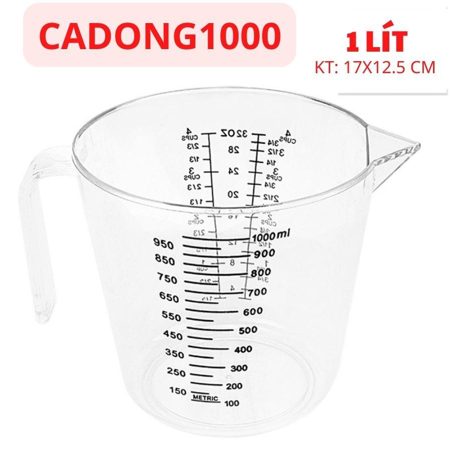 Ca Đong Nhựa Có Chia Vạch dung tích 300 600 1000 Ml Mica Trong Suốt Định Lượng Nguyên Liệu - CADONG