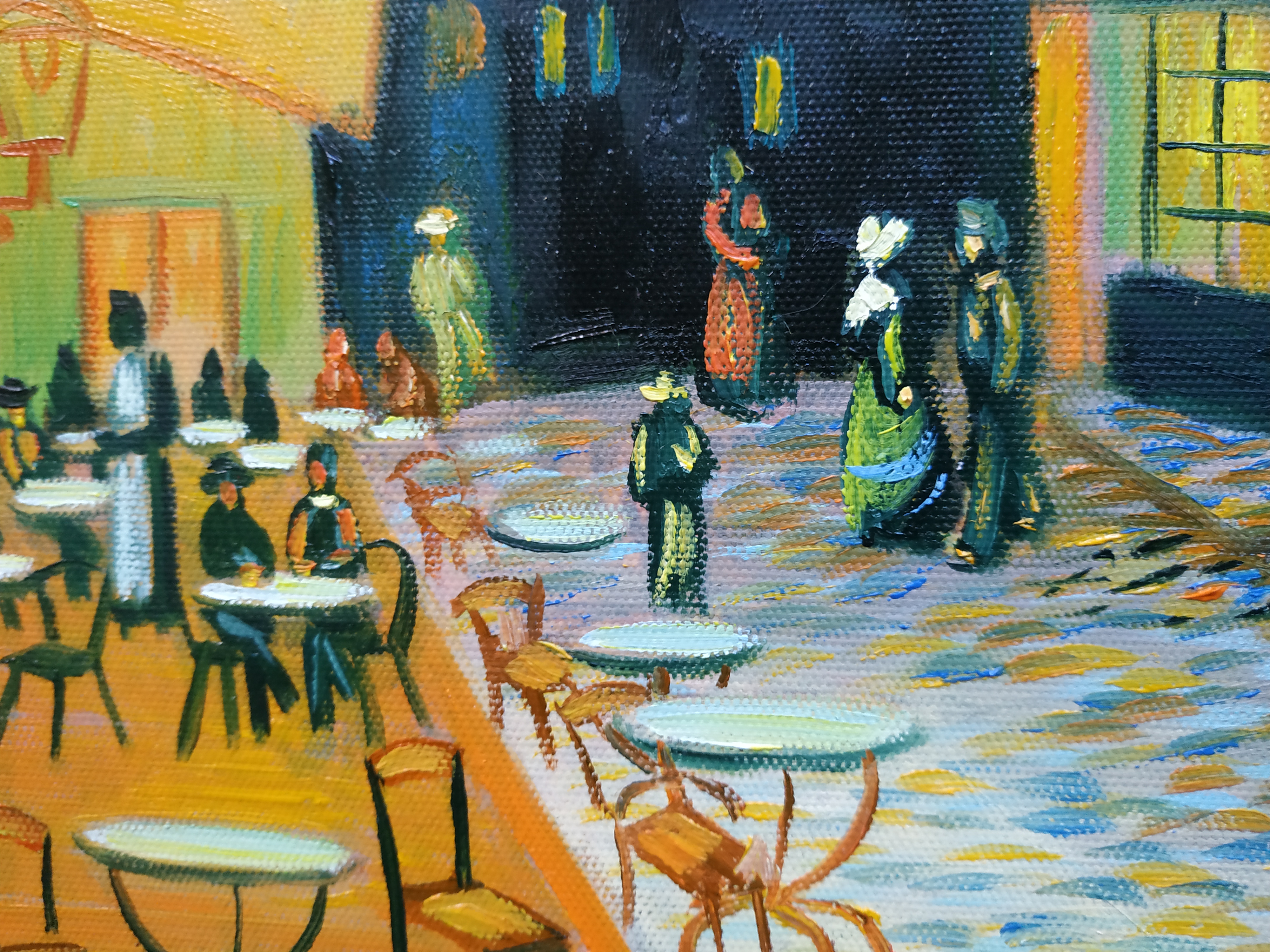 Cafe Đêm - Tranh Sơn Dầu Vẽ Tay 30x40cm