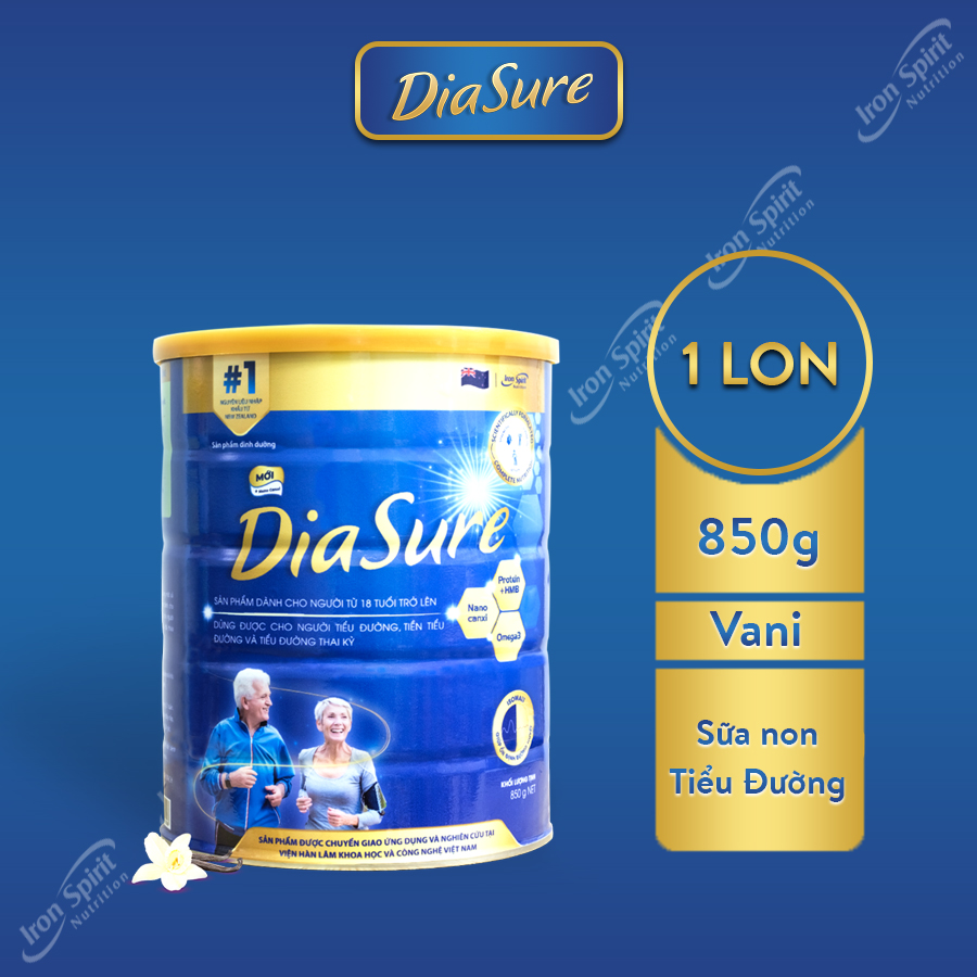 Sữa Non Diasure 850G (NEW) bổ sung thêm Nano Canxi, Omega3, Protein HMB - Sữa chuyên dùng cho người tiểu đường