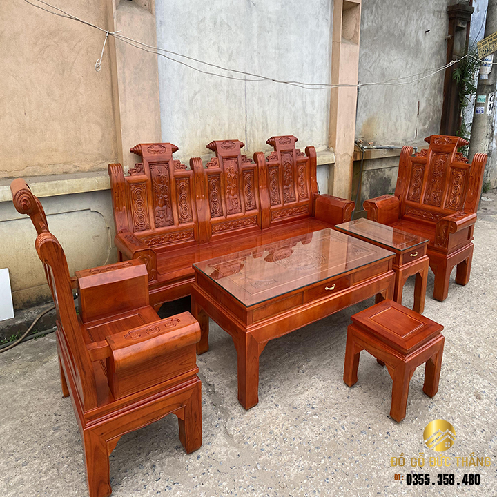 Bàn ghế âu á chương cuốn thư gỗ xoan giá rẻ đep