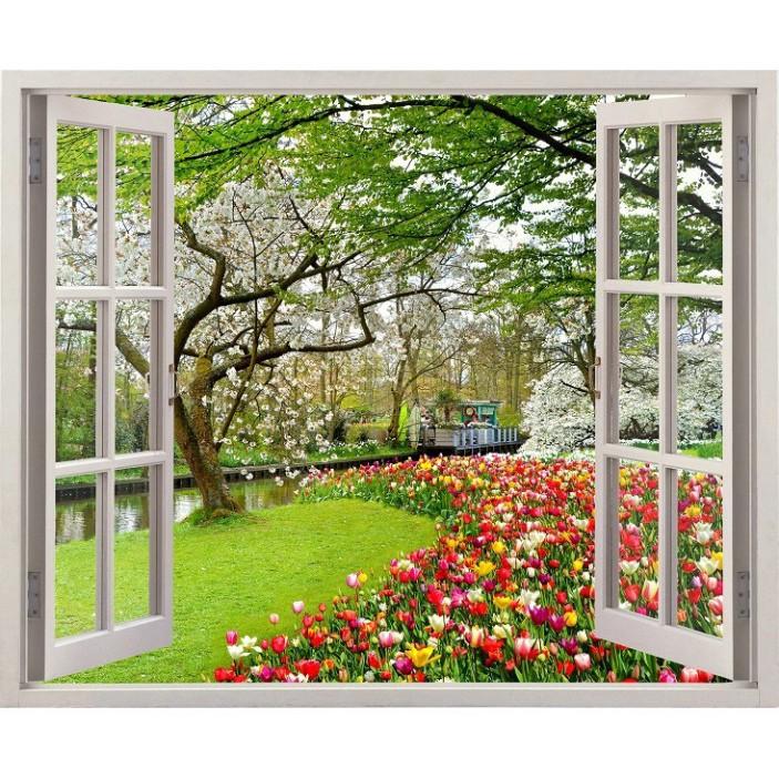 Cửa sổ 3D vườn hoa 0195
