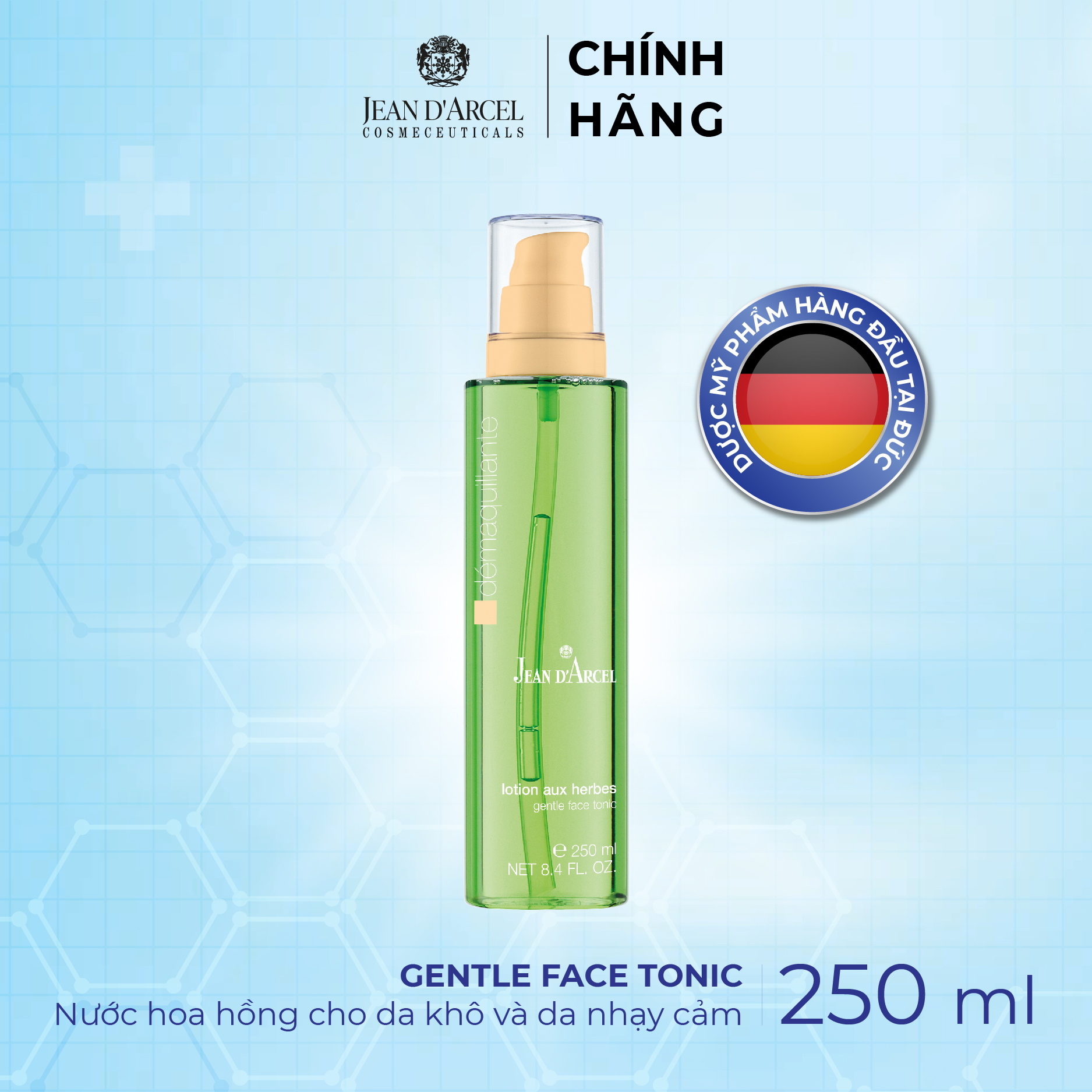 J06 Nước cân bằng cho da khô và da nhạy cảm Demarquillante - Gentle Face Tonic 250ml - Jean d'Arcel