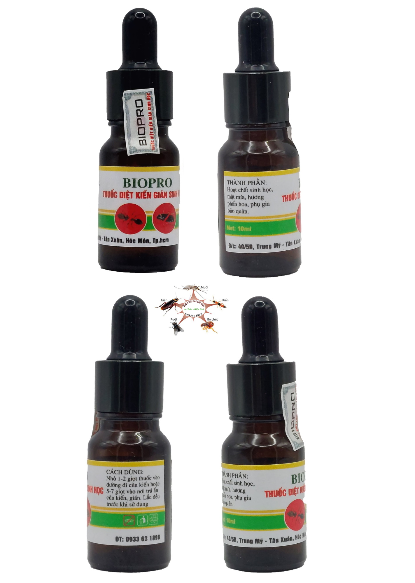 2 Chai Thuốc Diệt kiến gián sinh học Biopro chai 10ml Dạng ống bóp nhỏ giọt tiện lợi An toàn Hiệu quả Diệt sạch kiến gián - Biopro diệt sạch kiến gián