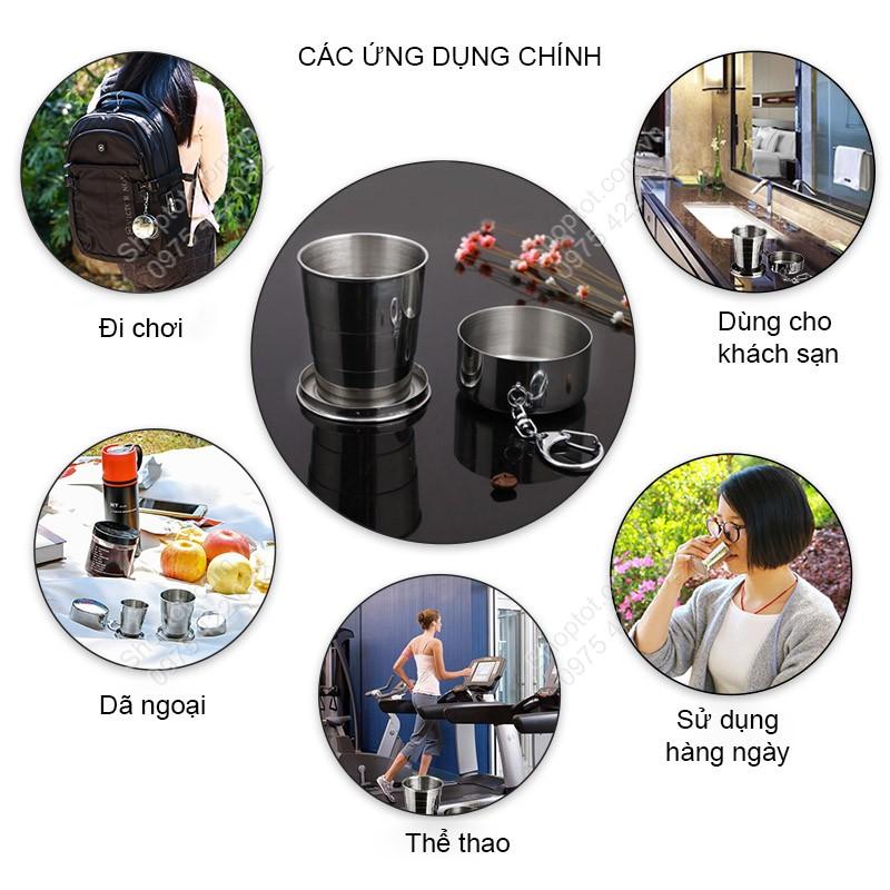 CỐC LY INOX XẾP GỌN SS250 – 250ML DÙNG UỐNG NƯỚC, ĐI PICNIC, ĐI HỌC, ĐI CHƠI