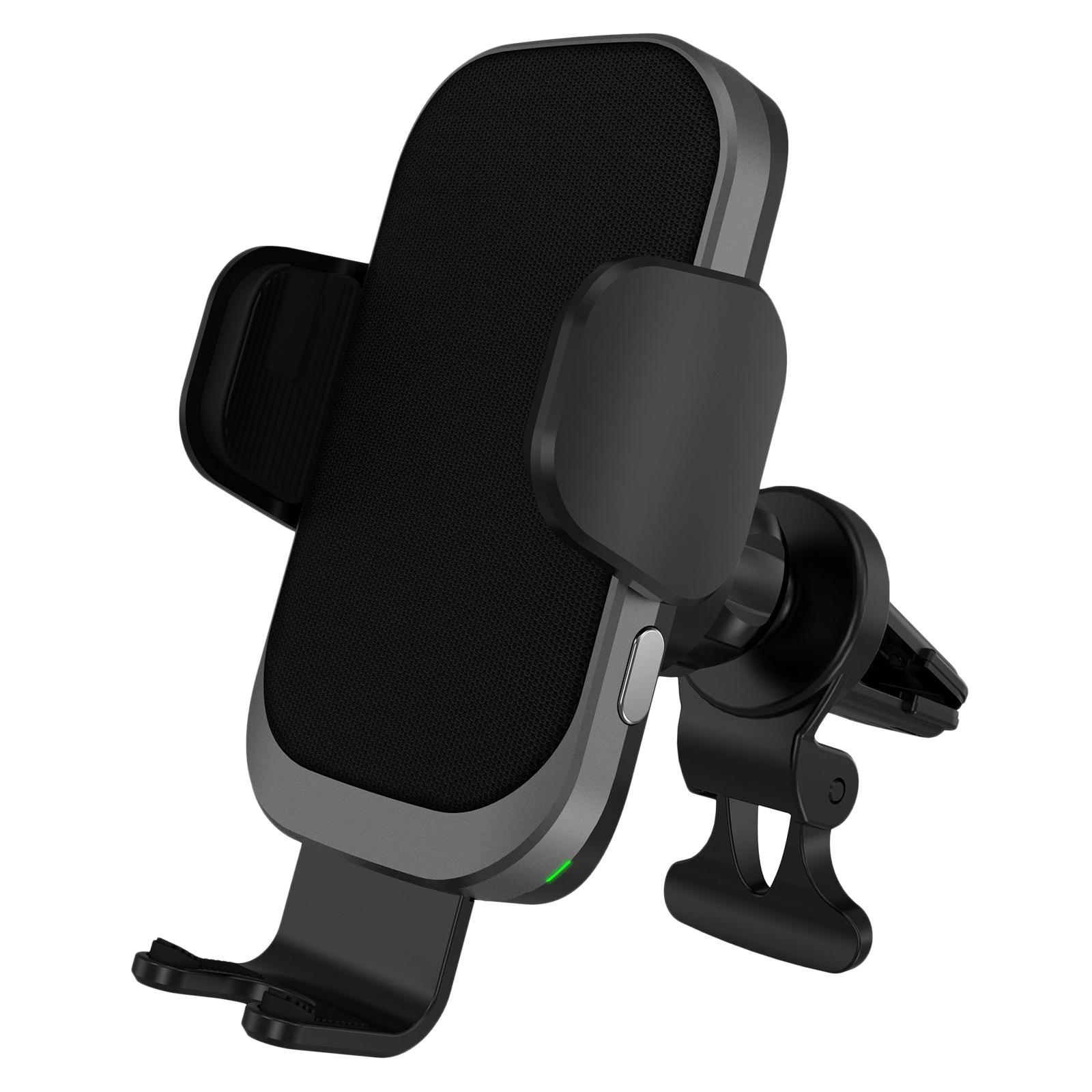 15W Wireless Car Charger Phone Holder, Built-in Cooling Fan Fast Qi Automatic Clamping Charging Air Vent Dashboard Mount Phone Stand
