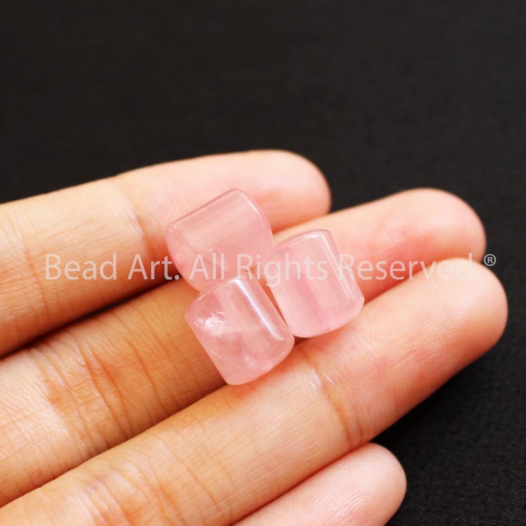 [1 Hạt] 10x8MM Lu Thống Thạch Anh Hồng Madagascar, Pink Quartz Tự Nhiên Loại AAA, Đá Phối Vòng Tay Phong Thuỷ, Chuỗi Hạt, Mặt Dây Chuyền, Mệnh Hoả, Thổ - Bead Art