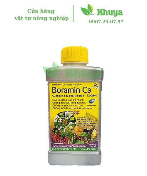 Phân bón lá trung vi lượng Boramin Ca 500ml Cứng cây - Tăng đậu trái