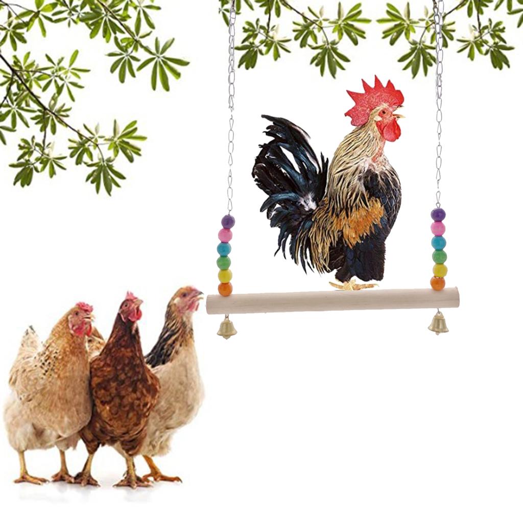 Pet Chicken Swing Toys Wooden Birds Stand Perch Parrot Chew Toys for Hens Large Bird Parrot Macaw Training