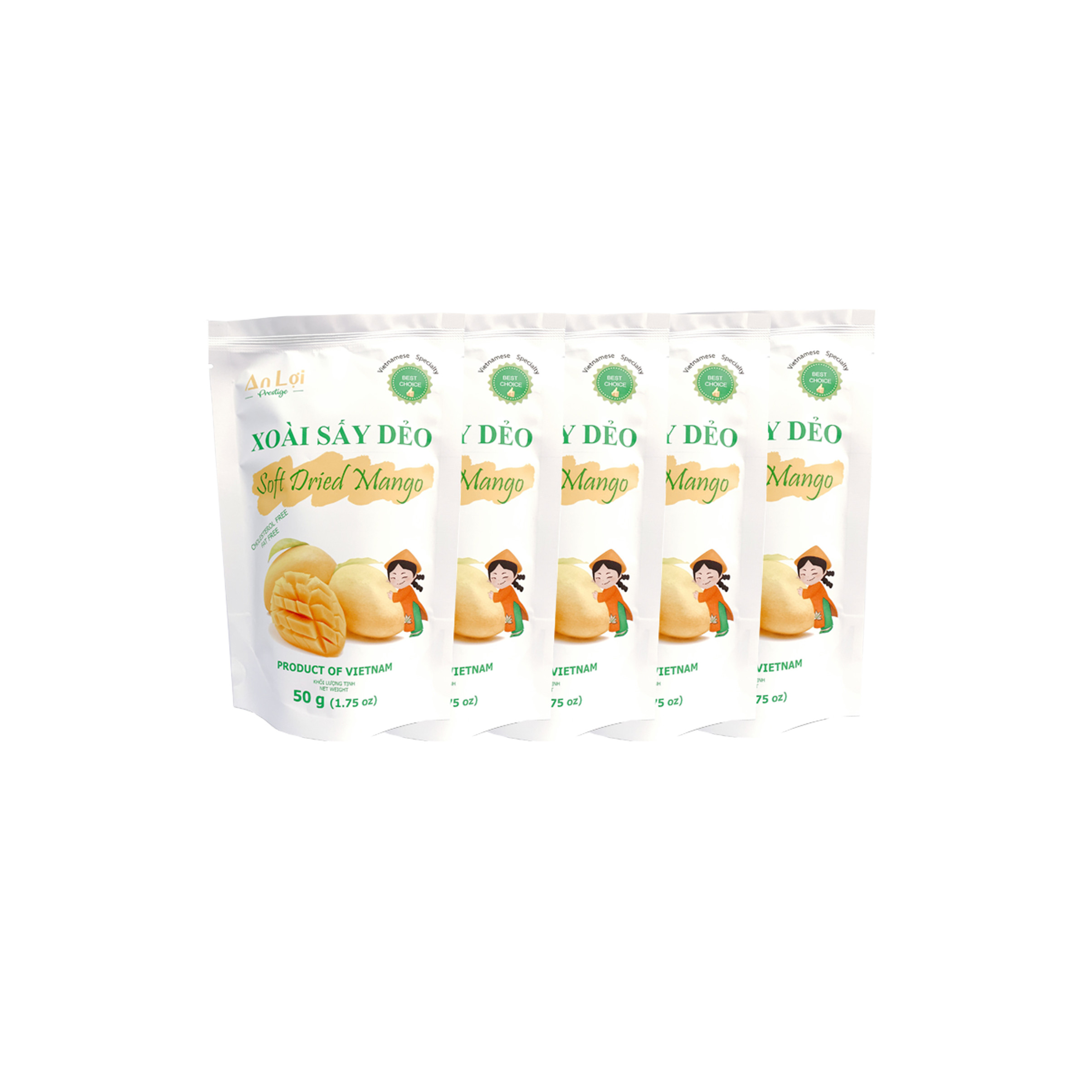 LÔ 5 XOÀI SẤY DẺO AN LỢI 50G 부드러운 말린 망고 SOFT DRIED MANGO