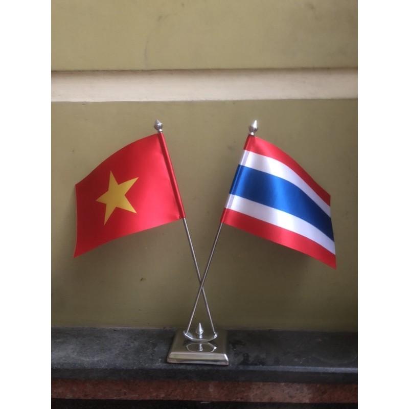Cờ để bàn Việt Nam - Thái Lan đế inox vuông