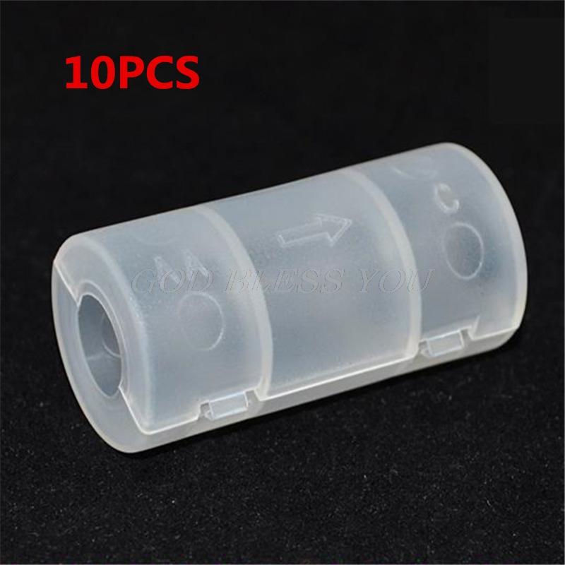 10 Chiếc AA Đến C Kích Thước Pin Adapter Chuyển Đổi Adapter Ốp Lưng Kết Hợp Tế Bào Pin Hộp Adapter Giá Đỡ Chuyển Đổi công Tắc